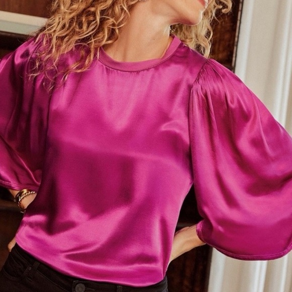 Anthropologie Nation LA Donna Bell Sleeve Silk Blouse - Picture 2 of 11